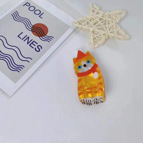 Pinces à Cheveux Animaux de Noël Mignon Renne Chat Chien Acrylique Petites Pinces à Cheveux pour Femmes Filles Accessoires de Coiffure