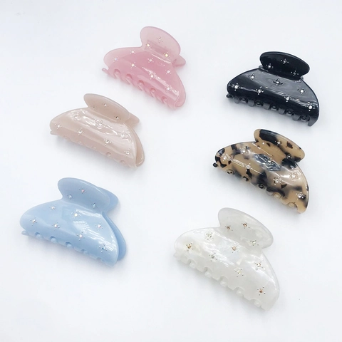 Acetate Starry Rhinestone Hair Claw Clip Fashion Candy Color Small Shark Clip For Women Daily Hair Styling Accessory