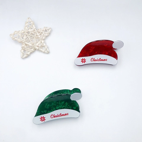 Pince à Cheveux en PVC Forme Chapeau de Noël Motif Flocon de Neige Accessoire Cheveux Femme Déco Fête