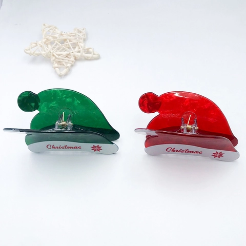 Pince à Cheveux en PVC Forme Chapeau de Noël Motif Flocon de Neige Accessoire Cheveux Femme Déco Fête