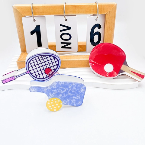 Süße Sportthemen Schläger Haarkralle Acryl Bedruckt Badminton Tischtennisschläger Haarklammer Für Damen Lustige Persönlichkeit Haarnadel