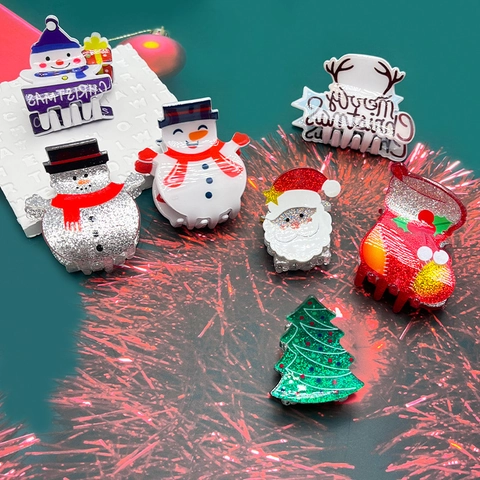Weihnachten Haarklammer Acryl Pailletten Schneemann Weihnachtsmann Weihnachtsbaum Haarspangen Für Damen Festliche Haar Accessoires