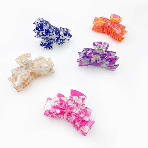 Dames Acryl Marmerpatroon Strik Haarklauw Kleurrijke Haaienclip Grote Haaraccessoires Voor Dik Haar Dagelijks Hoofddeksel