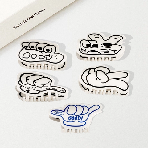 Kreative Cartoon Geste Haarkralle PVC Daumen Herz Muster Minimalistisch Weiß Haarschmuck Für Damen Täglich