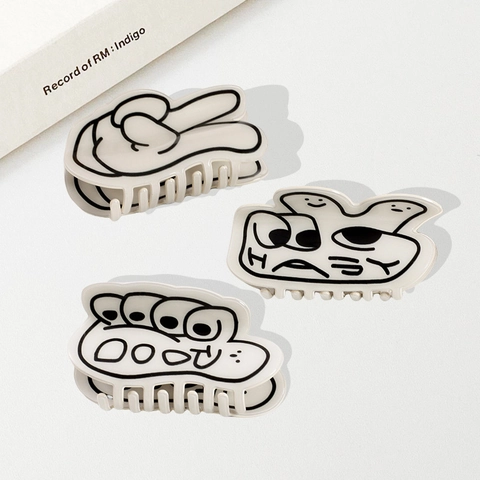 Kreative Cartoon Geste Haarkralle PVC Daumen Herz Muster Minimalistisch Weiß Haarschmuck Für Damen Täglich