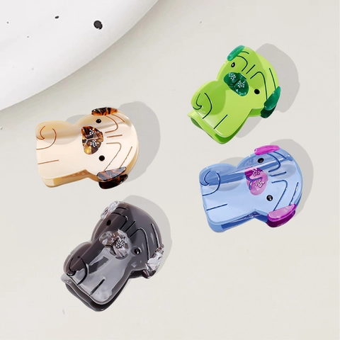 Pince à Cheveux Claws en Acétate Tête de Bulldog de Dessin Animé Forme d'Animal Mignon Accessoires de Mode pour Femmes