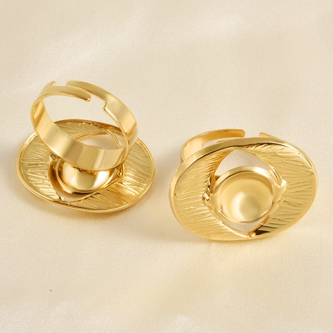 Modern Stainless Steel Exaggerated Open Ring Geometric Irregular Textured Adjustable Finger Ring For Women Fashion Jewelry