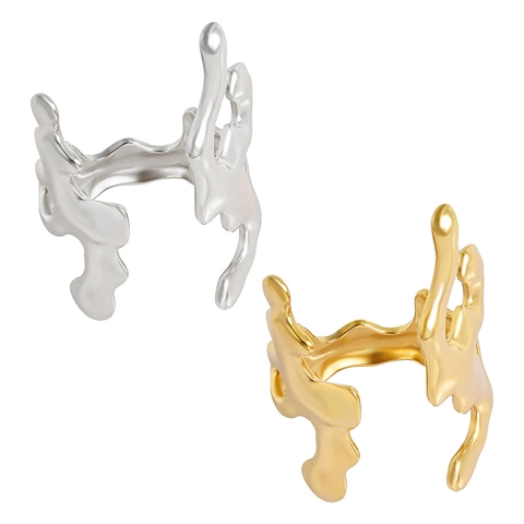 Anello In Acciaio Inossidabile Metallo Liquido Irregolare Per Uomo Donna Corallo Oceano Anello Da Indice Nicchia Regolabile Aperto Gioielli Di Moda