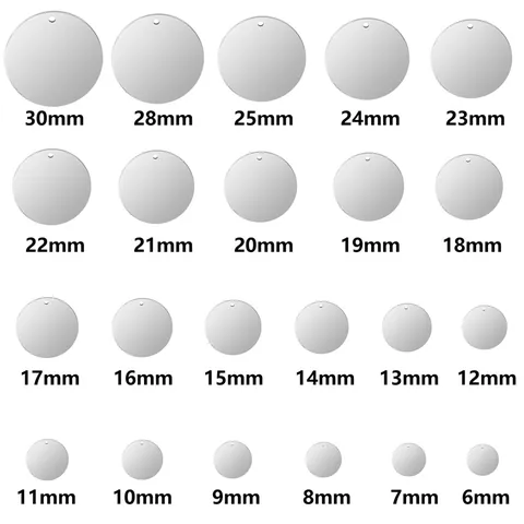 Stainless Steel Round Blank Pendants Mirror Polished Metal Tags With Hole For DIY Jewelry Necklace Bracelet Making Pet ID Tags