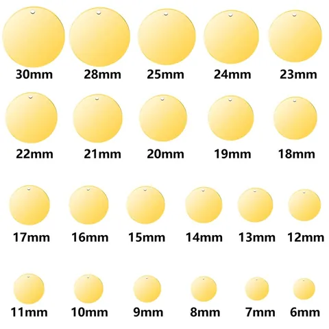 Stainless Steel Round Blank Pendants Mirror Polished Metal Tags With Hole For DIY Jewelry Necklace Bracelet Making Pet ID Tags