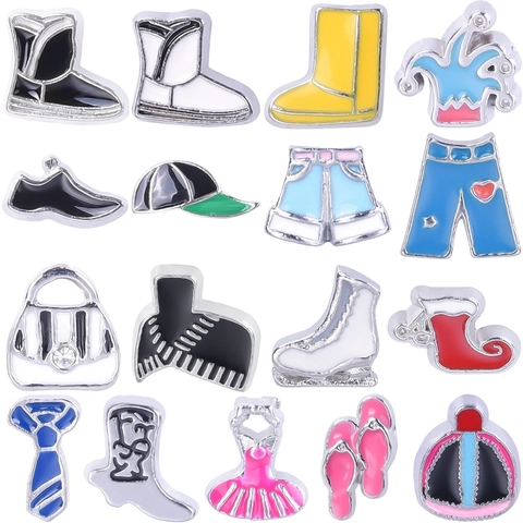 Fascini Galleggianti in Lega Smaltata di Moda Tema Vestiti Scarpe Borsa Mini Pendente per Fai Da Te Gioielli Medaglione Accessori Donna