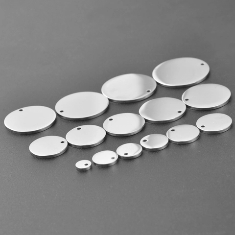 Roestvrij Stalen Ronde Blanco Hangers Spiegelgepolijste Metalen Labels Met Gat Voor DIY Sieraden Ketting Armband Maken Huisdier Labels