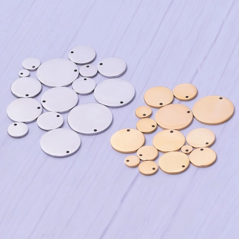 Roestvrij Stalen Ronde Blanco Hangers Spiegelgepolijste Metalen Labels Met Gat Voor DIY Sieraden Ketting Armband Maken Huisdier Labels