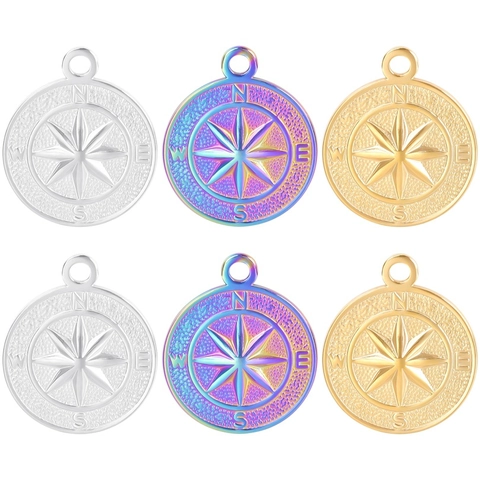 Retro Edelstahl Kompass Rose Anhänger Halskette Achtzackiger Stern Nordstern Nautischer Schmuck Für Herren Damen