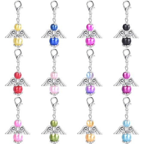 Alloy Angel Wing Pendant With Artificial Pearl Beads Lobster Clasp DIY Jewelry Making Charm For Wedding Party Favors Women Gift