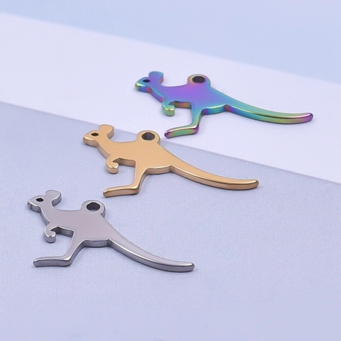 Roestvrij Staal Kangoeroe Dier Hanger Voor DIY Sieraden Maken Goud Zilver Regenboog Kleur Metalen Accessoire Knutselspullen