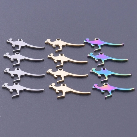 Roestvrij Staal Kangoeroe Dier Hanger Voor DIY Sieraden Maken Goud Zilver Regenboog Kleur Metalen Accessoire Knutselspullen