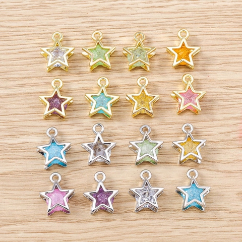 Zinc Alloy Star Charms Drip Oil Enamel Pentagram Pendants For DIY Necklace Bracelet Keyring Jewelry Making Accessories