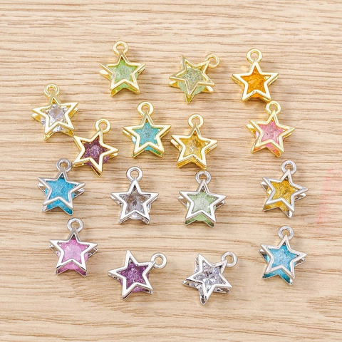 Zinc Alloy Star Charms Drip Oil Enamel Pentagram Pendants For DIY Necklace Bracelet Keyring Jewelry Making Accessories