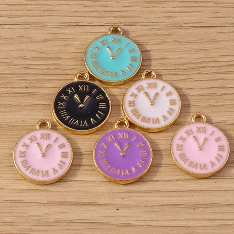 Vintage Roman Numeral Clock Dial Alloy Enamel Charms For DIY Bracelet Necklace Key Chain Jewelry Making Pendant Accessory