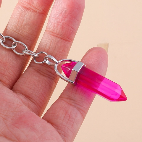 Modern Minimalist Hexagonal Pillar Resin Crystal Keychain Gradient Color Backpack Pendant Key Ring For Women Men Gift