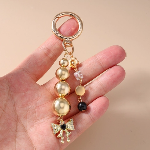Exquisite Perlen Schlüsselanhänger Mit Schleife Herz Anhänger Legierung Harz Strass Tasche Charm Schlüsselring Für Damen Schmuck Geschenk