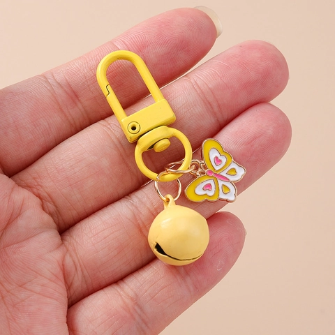 Porte-clés Cloche Papillon Coloré Alliage de Zinc Émail Huile d'Égouttement Charme de Sac Animal pour Femmes Filles Décoration de Pendentif de Sac à Dos