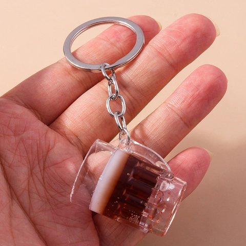 Creative Simulation Beer Mug Keychain Resin Drink Pendant Realistic Foam Liquid Design Backpack Hanging Ornament Fun Gift