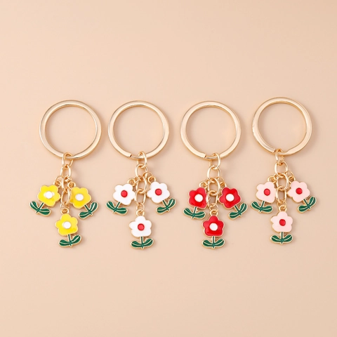 Simpatico Portachiavi a Forma di Fiore in Smalto Lega di Zinco Pendente per Borsa Portachiavi alla Moda Regalo per Donne Ragazze