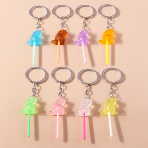 Creatieve Hars Dier Lolly Sleutelhanger Voor Dames Kinderen Schattig Glitter Kersenbloesem Eend Dinosaurus Snoep Hanger Cadeau