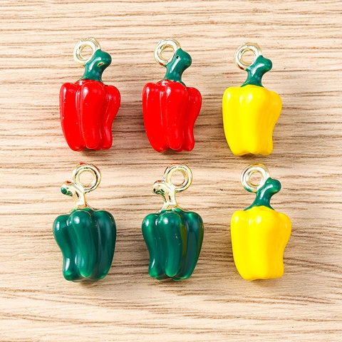 Resin Chili Pepper Pendants Colorful Bell Pepper Charms For DIY Jewelry Making Necklace Bracelet Keychain Accessories Women