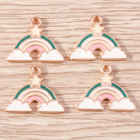 Ciondoli in Lega a Forma di Arcobaleno Stella Nuvola Smaltati per Creazione Gioielli Bracciale Collana Portachiavi Smalto a Goccia