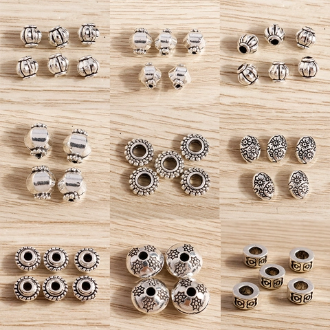 Vintage Zinc Alloy Spacer Beads Pendants For DIY Jewelry Making Bracelet Necklace Keychain Ethnic Silver Tone Beads Accessory
