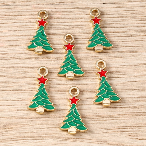 Kerstboom Emaille Hangers Zinklegering Druppelolie Charms Voor DIY Sieraden Maken Kettingen Armbanden Sleutelhanger Accessoires