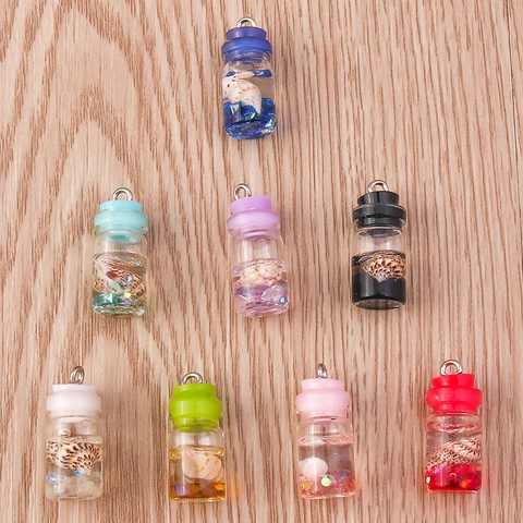 Mini Colgantes de Botella de Deriva Con Caracola Natural Accesorios para Creación de Joyas DIY para Collar Pulsera Pendientes
