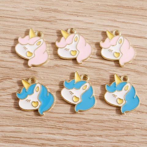 Cartoon Eenhoorn Zinklegering Emaille Hangers Voor DIY Sieraden Maken Schattige Dierlijke Charms Voor Armband Ketting Sleutelhanger