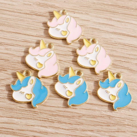Cartoon Eenhoorn Zinklegering Emaille Hangers Voor DIY Sieraden Maken Schattige Dierlijke Charms Voor Armband Ketting Sleutelhanger