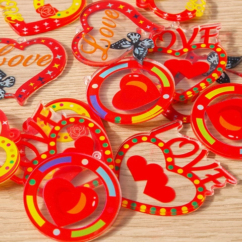 Acryl Herz Anhänger DIY Schmuckherstellung Harz Love Charms Bunte Schmetterling Rose Muster Anhänger Ohne Kette