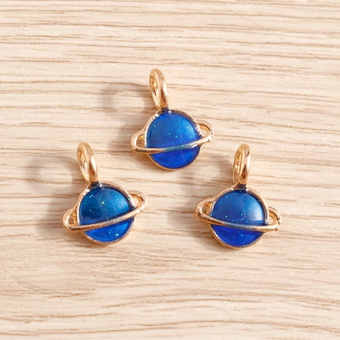 Alloy Enamel Saturn Planet Pendants For DIY Jewelry Making Necklaces Bracelets Starry Sky Glitter Galaxy Pendants Only