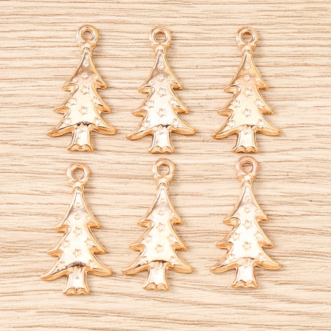 Christmas Tree Pendants Alloy Star Pattern DIY Jewelry Making Rose Gold Tone Necklace Bracelet Accessories Festive Party Gift