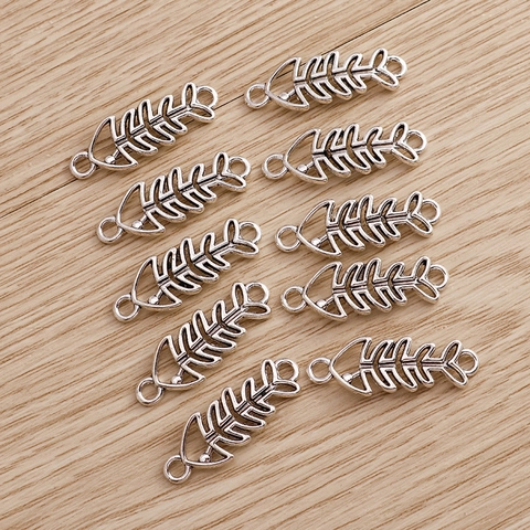 Vintage Zinc Alloy Fishbone Charms Antique Silver Hollow Fish Bone Pendants For DIY Necklace Bracelet Jewelry Making Accessories