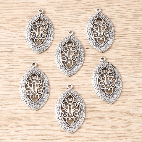 Vintage Zinklegierung Oval Hohl Floral Geometrischer Anhänger Für DIY Schmuckherstellung Halskette Armband Antik Silber Schmuck Zubehör