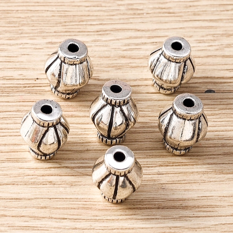 Perline Distanziatrici a Fiori Galvanizzate in Plastica Vintage Argento Antico Forma a Lanterna Accessori per Gioielli Fai-da-te