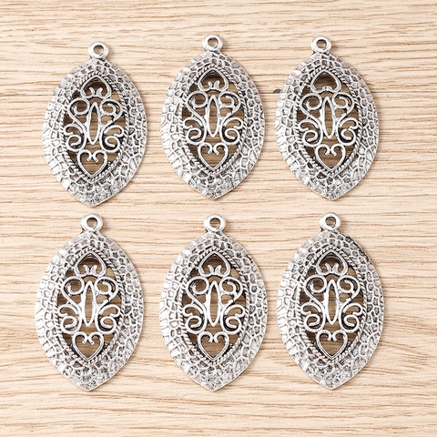 Vintage Zinklegierung Oval Hohl Floral Geometrischer Anhänger Für DIY Schmuckherstellung Halskette Armband Antik Silber Schmuck Zubehör