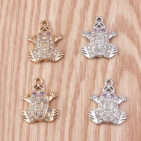 Creative Frog Toad Shape Zinc Alloy Rhinestone Pendants For DIY Necklace Bracelet Keychain Jewelry Making Accessories