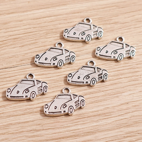 Antique Silver Zinc Alloy Sports Car Pendants For DIY Jewelry Making Bracelet Necklace Keychain Retro Style Charms