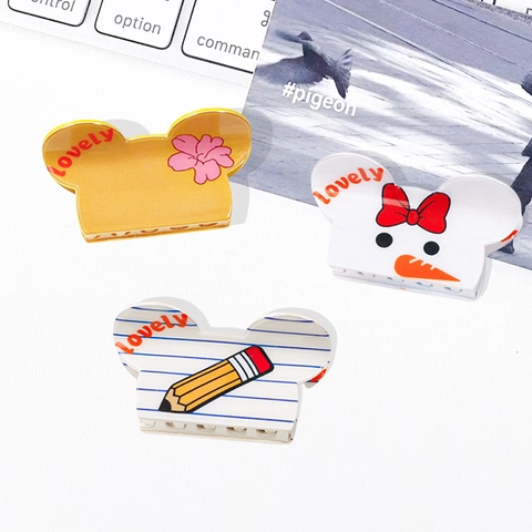 Süße Cartoon Maus Form Haargreifer Handgefertigt PVC Schönes Muster Schleife Schneemann Floral Haarschmuck Für Damen