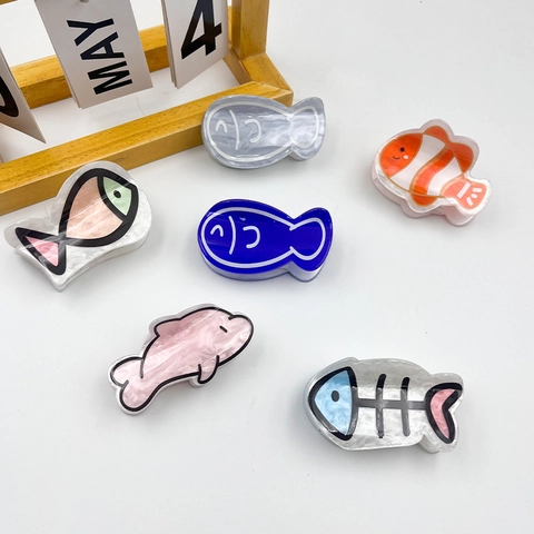 Cartoon Ocean Fish Hair Claw Clip Cute Dolphin Fish Bone Acrylic Hair Accessories For Women Girls Half Up Hair Clamp