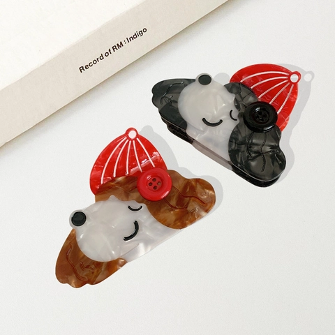 Koreanischer Stil Acetat Cartoon Hund Haarkralle Mit Hut Dekorativ Tierform Haarklammer Für Damen Haarstyling Zubehör