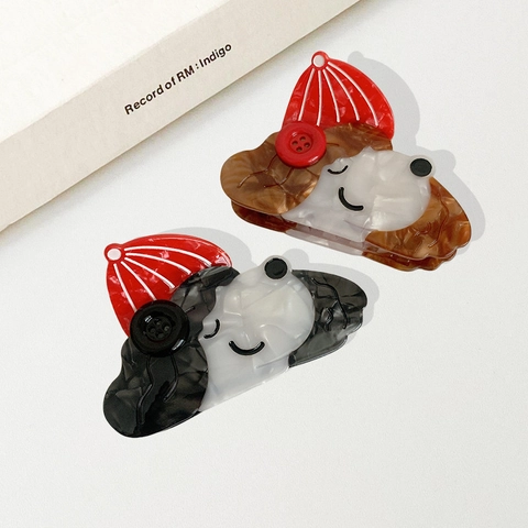Koreanischer Stil Acetat Cartoon Hund Haarkralle Mit Hut Dekorativ Tierform Haarklammer Für Damen Haarstyling Zubehör